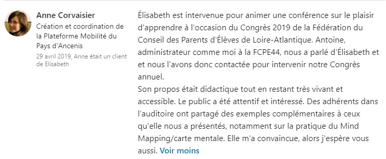 Recommandation Anne Corvaisier FCPE44